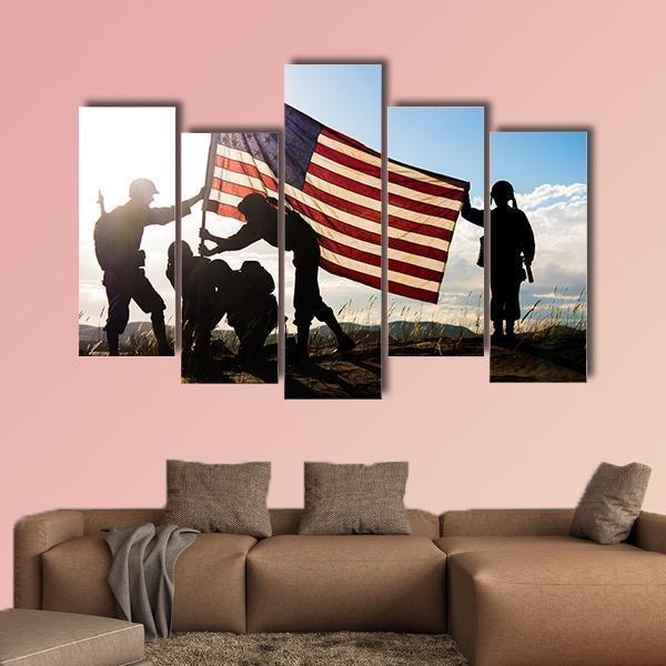 Soldiers In WWII Canvas Wall Art-5 Pop-Gallery Wrap-47" x 32"-Tiaracle