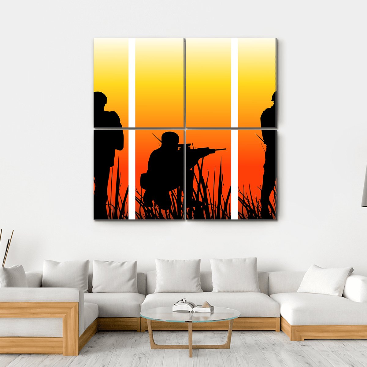 Soldiers Performing A Military Operation Canvas Wall Art-4 Square-Gallery Wrap-17" x 17"-Tiaracle