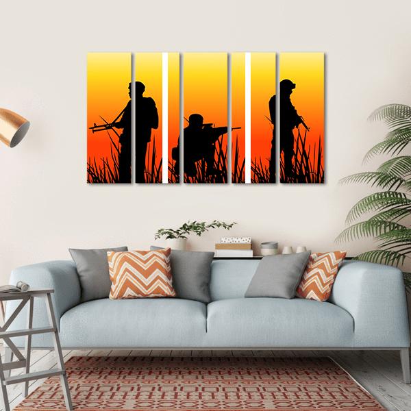 Soldiers Performing A Military Operation Canvas Wall Art-5 Horizontal-Gallery Wrap-22" x 12"-Tiaracle