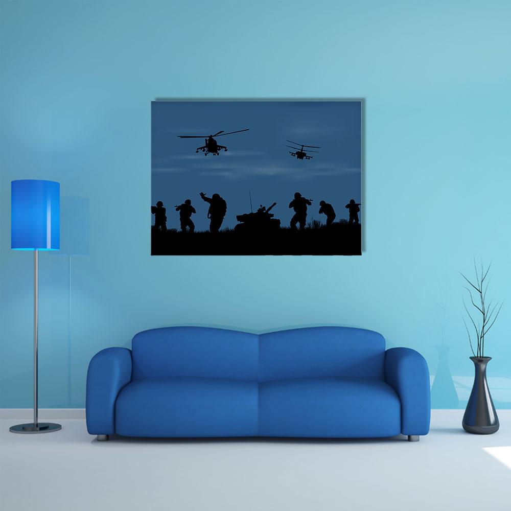 Soldiers Ready To Attack Canvas Wall Art-1 Piece-Gallery Wrap-24" x 16"-Tiaracle