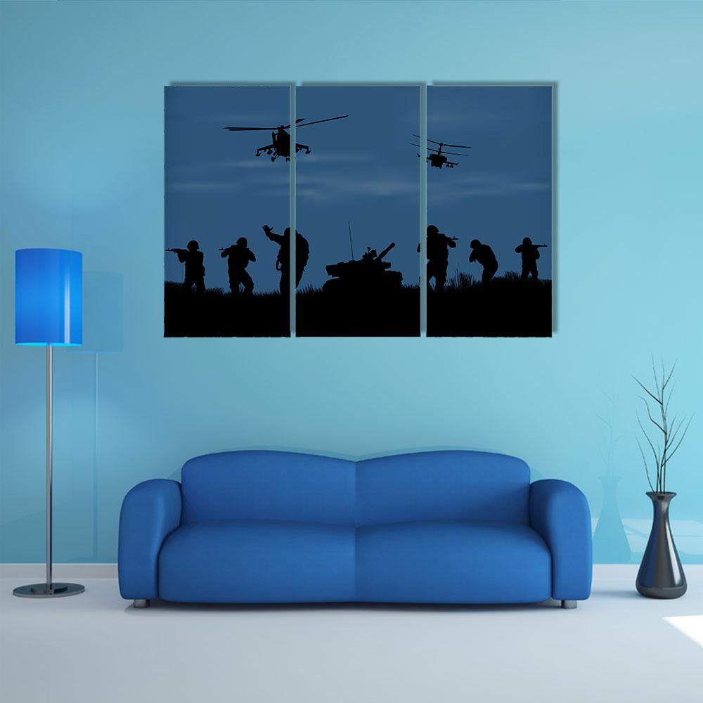 Soldiers Ready To Attack Canvas Wall Art-3 Horizontal-Gallery Wrap-25" x 16"-Tiaracle
