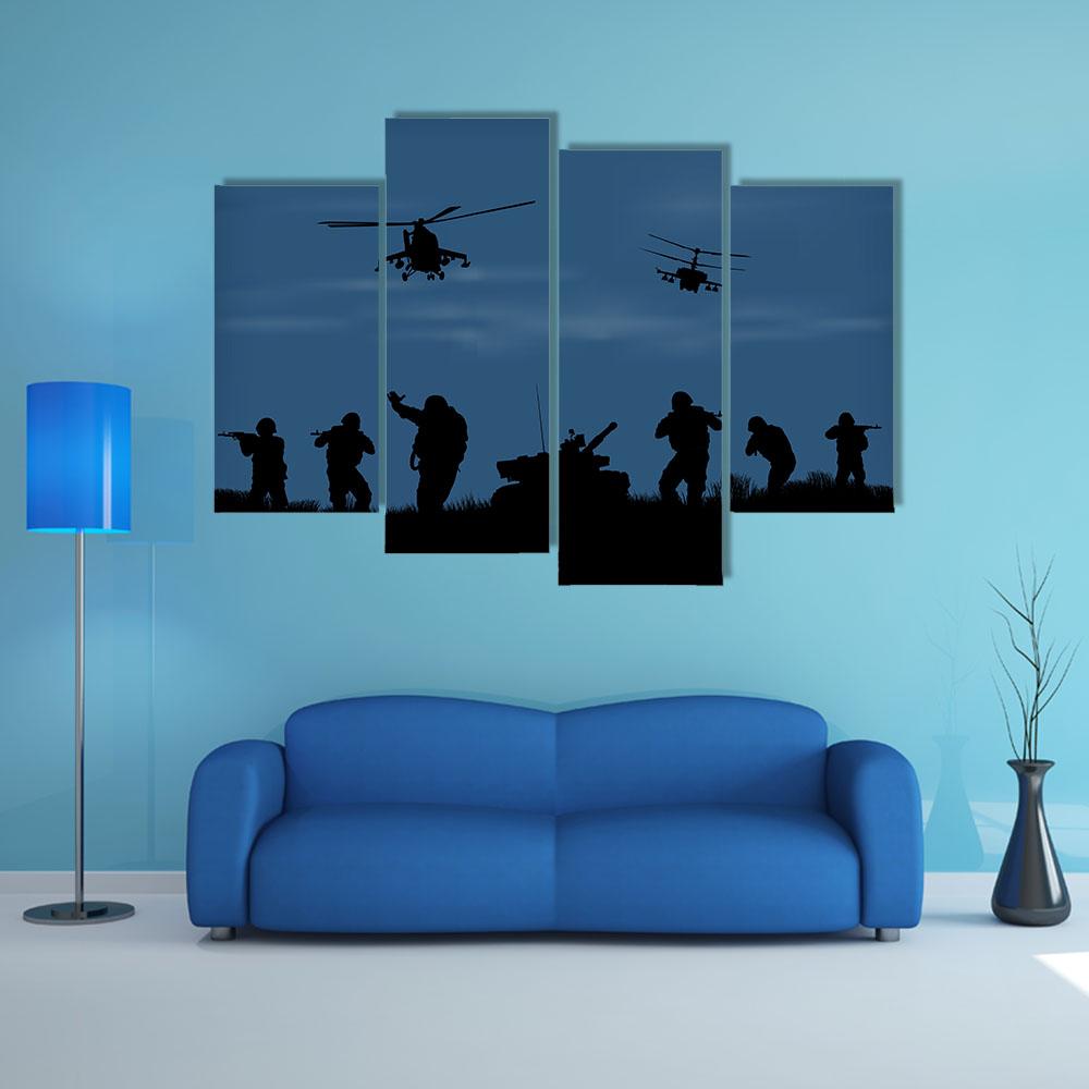 Soldiers Ready To Attack Canvas Wall Art-4 Pop-Gallery Wrap-34" x 20"-Tiaracle
