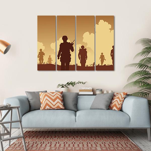 Soldiers Walking On Patrol Canvas Wall Art-4 Horizontal-Gallery Wrap-34" x 24"-Tiaracle