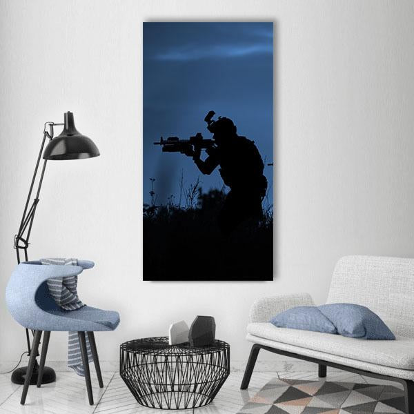 Soldiers With Rifle Vertical Canvas Wall Art-1 Vertical-Gallery Wrap-12" x 24"-Tiaracle