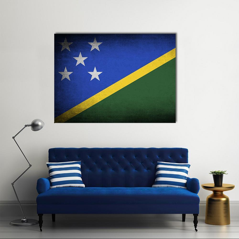 Solomon Islands Flag Canvas Wall Art-1 Piece-Gallery Wrap-48" x 32"-Tiaracle