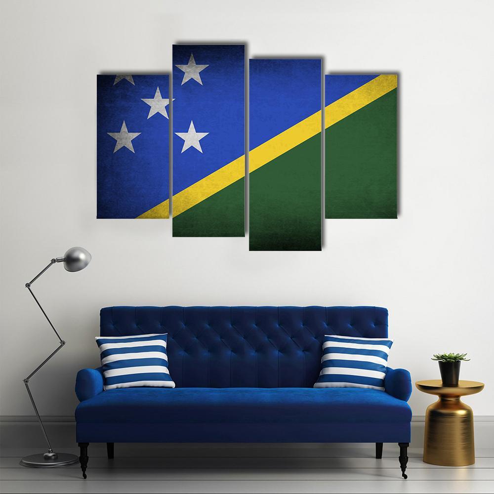 Solomon Islands Flag Canvas Wall Art-4 Pop-Gallery Wrap-50" x 32"-Tiaracle