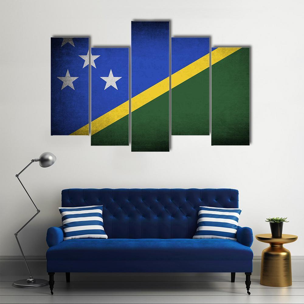 Solomon Islands Flag Canvas Wall Art-5 Pop-Gallery Wrap-47" x 32"-Tiaracle