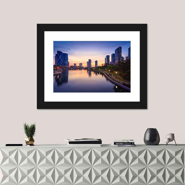 Songdo Central Park In South Korea Canvas Wall Art-1 Piece-Framed Print-20" x 16"-Tiaracle