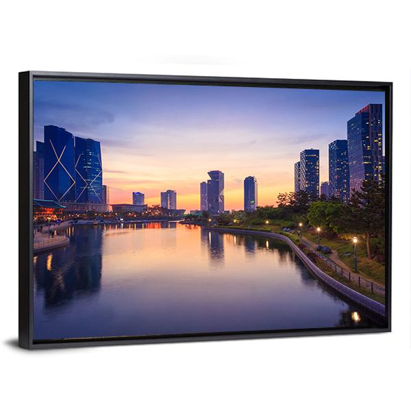 Songdo Central Park In South Korea Canvas Wall Art-3 Horizontal-Gallery Wrap-25" x 16"-Tiaracle