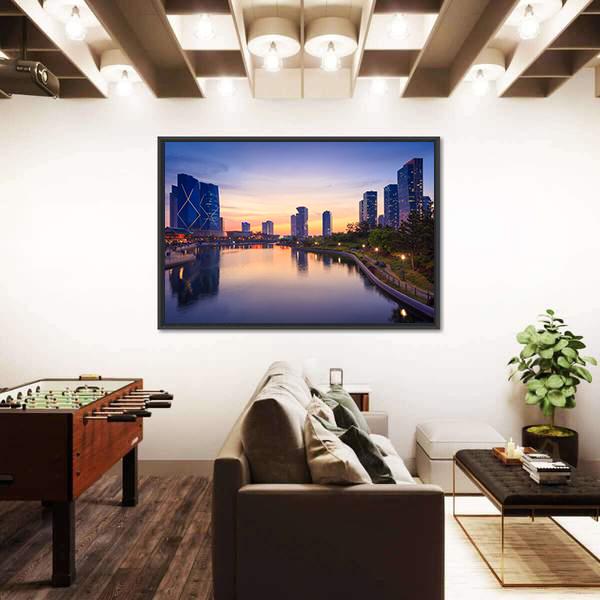 Songdo Central Park In South Korea Canvas Wall Art-3 Horizontal-Gallery Wrap-25" x 16"-Tiaracle