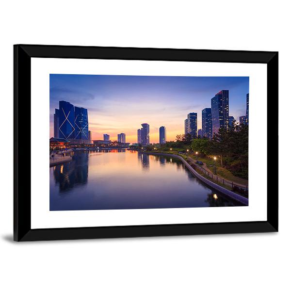 Songdo Central Park In South Korea Canvas Wall Art-3 Horizontal-Gallery Wrap-25" x 16"-Tiaracle