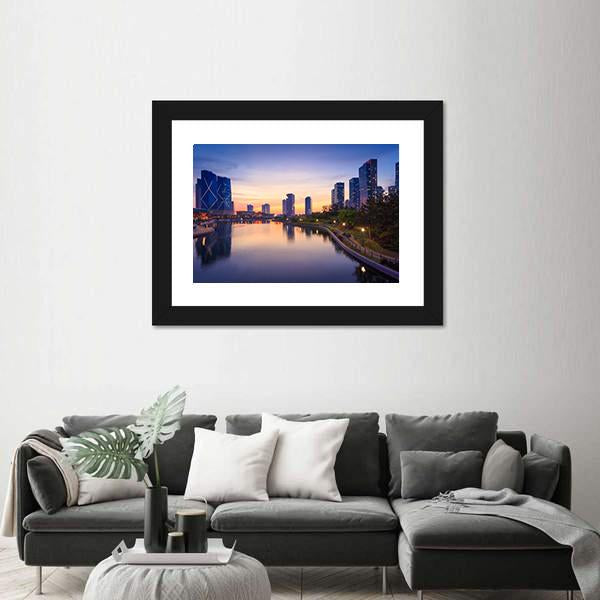 Songdo Central Park In South Korea Canvas Wall Art-3 Horizontal-Gallery Wrap-25" x 16"-Tiaracle
