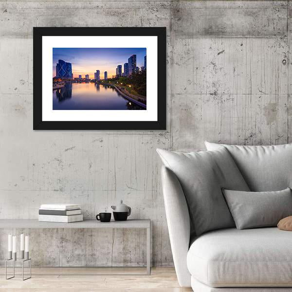 Songdo Central Park In South Korea Canvas Wall Art-3 Horizontal-Gallery Wrap-25" x 16"-Tiaracle