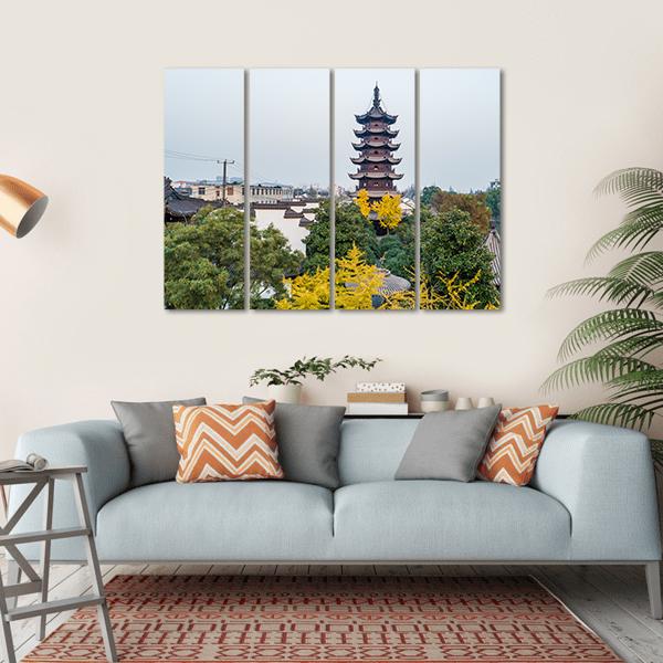 Songjiang Sijing Angola Tower Shanghai Canvas Wall Art-4 Horizontal-Gallery Wrap-34" x 24"-Tiaracle