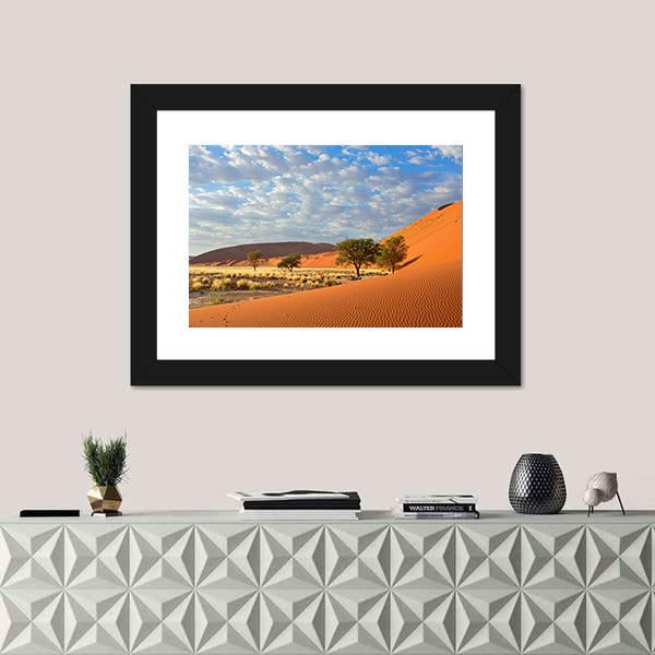 Sossusvlei Landscape In The Namibia Desert Canvas Wall Art-1 Piece-Framed Print-20" x 16"-Tiaracle