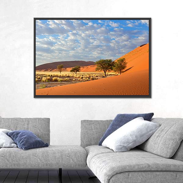 Sossusvlei Landscape In The Namibia Desert Canvas Wall Art-3 Horizontal-Gallery Wrap-25&quot; x 16&quot;-Tiaracle