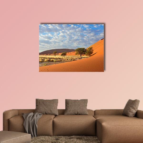 Sossusvlei Landscape In The Namibia Desert Canvas Wall Art-1 Piece-Gallery Wrap-48" x 32"-Tiaracle