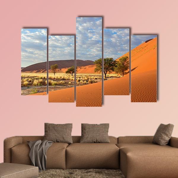 Sossusvlei Landscape In The Namibia Desert Canvas Wall Art-5 Pop-Gallery Wrap-47" x 32"-Tiaracle