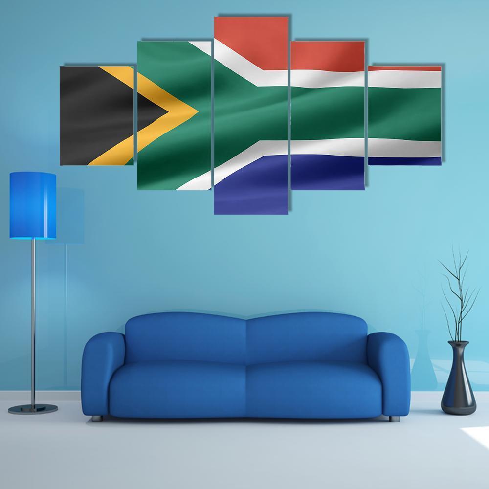 South Africa Flag Canvas Wall Art-5 Star-Gallery Wrap-62" x 32"-Tiaracle