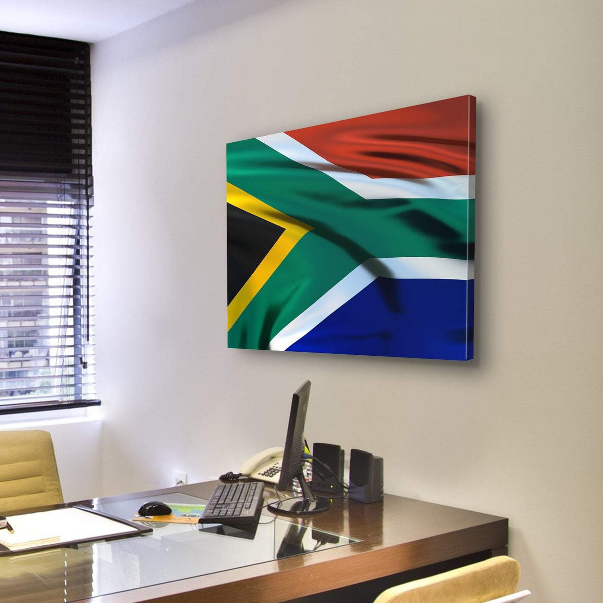 South Africa Flag Canvas Wall Art-3 Horizontal-Gallery Wrap-25" x 16"-Tiaracle