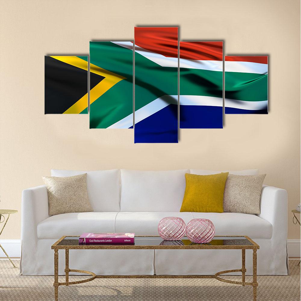 South Africa Flag Canvas Wall Art-5 Star-Gallery Wrap-42" x 21"-Tiaracle