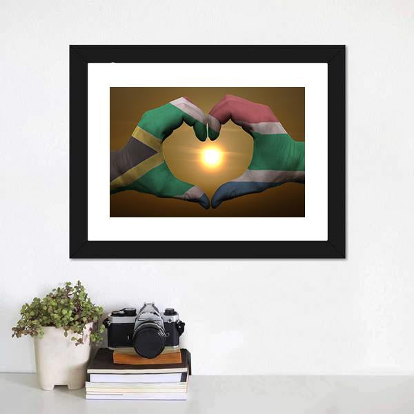 South Africa Flag On Hands Canvas Wall Art-1 Piece-Framed Print-20" x 16"-Tiaracle