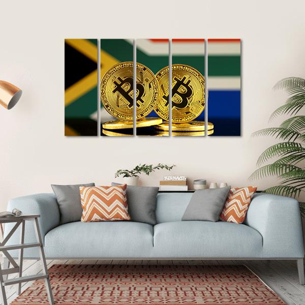 South Africa Flag With Bitcoin Canvas Wall Art-5 Horizontal-Gallery Wrap-22" x 12"-Tiaracle