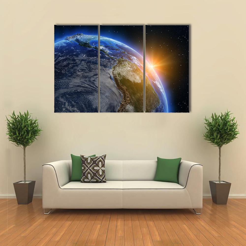 South America At Sunrise Canvas Wall Art-3 Horizontal-Gallery Wrap-37" x 24"-Tiaracle