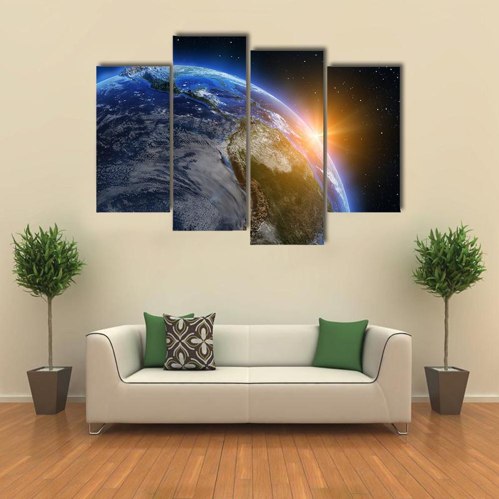 South America At Sunrise Canvas Wall Art-4 Pop-Gallery Wrap-50" x 32"-Tiaracle