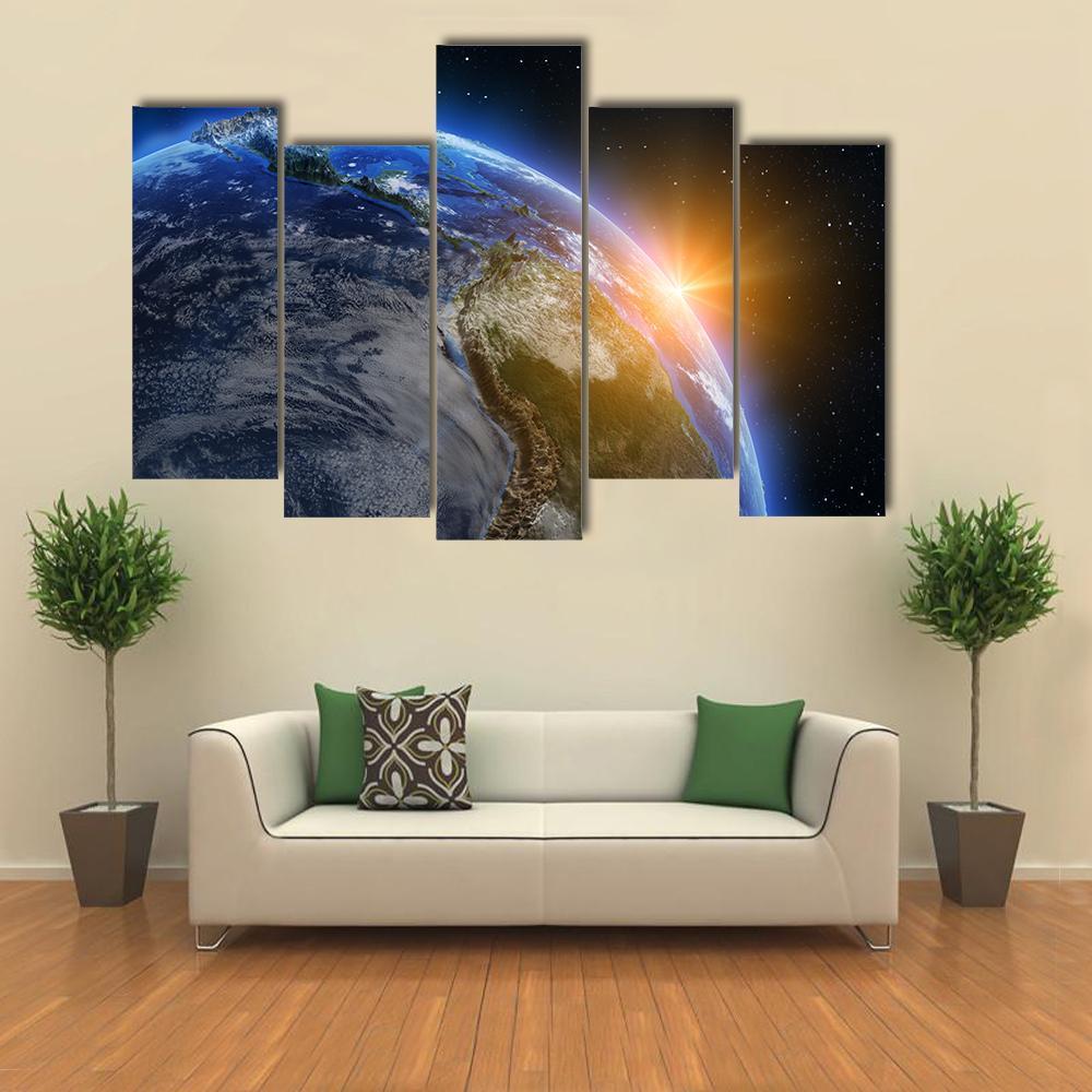 South America At Sunrise Canvas Wall Art-5 Pop-Gallery Wrap-47" x 32"-Tiaracle