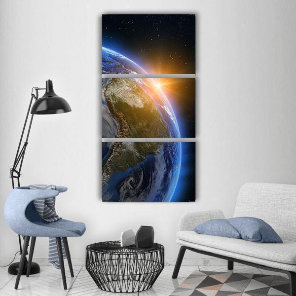 South America At Sunrise Vertical Canvas Wall Art-3 Vertical-Gallery Wrap-12" x 25"-Tiaracle