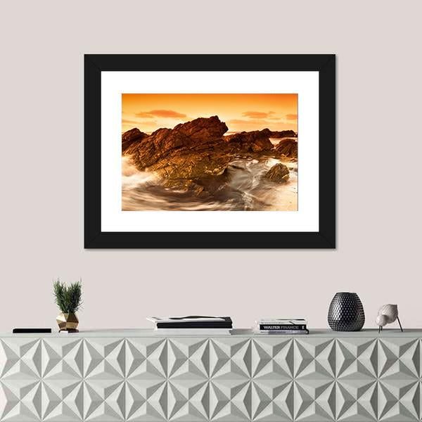 South Australian Beach At Sunset Canvas Wall Art-1 Piece-Framed Print-20" x 16"-Tiaracle