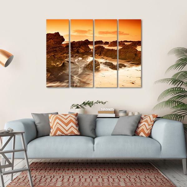 South Australian Beach At Sunset Canvas Wall Art-4 Horizontal-Gallery Wrap-34" x 24"-Tiaracle