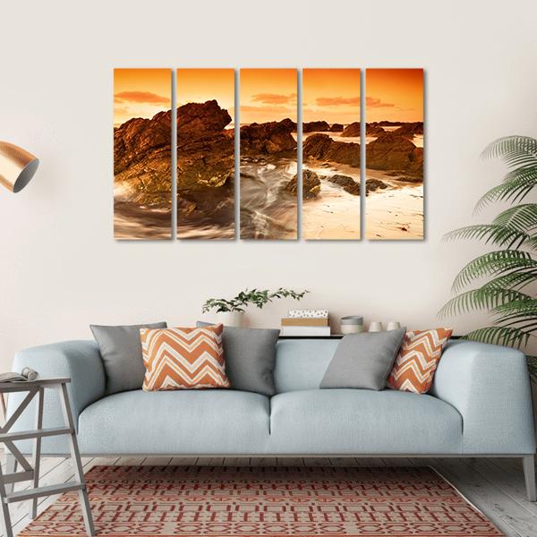 South Australian Beach At Sunset Canvas Wall Art-5 Horizontal-Gallery Wrap-22" x 12"-Tiaracle