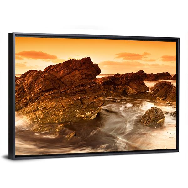 South Australian Beach At Sunset Canvas Wall Art-3 Horizontal-Gallery Wrap-25" x 16"-Tiaracle