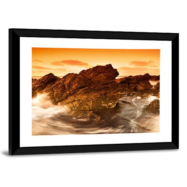 South Australian Beach At Sunset Canvas Wall Art-3 Horizontal-Gallery Wrap-25" x 16"-Tiaracle