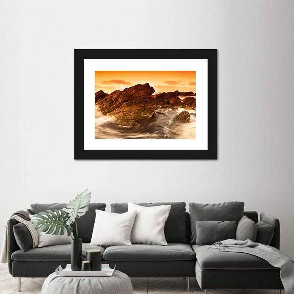 South Australian Beach At Sunset Canvas Wall Art-3 Horizontal-Gallery Wrap-25" x 16"-Tiaracle
