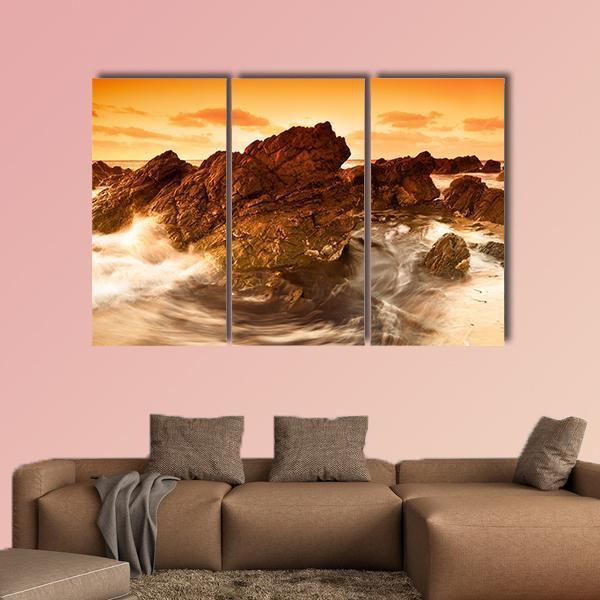 South Australian Beach At Sunset Canvas Wall Art-3 Horizontal-Gallery Wrap-37" x 24"-Tiaracle