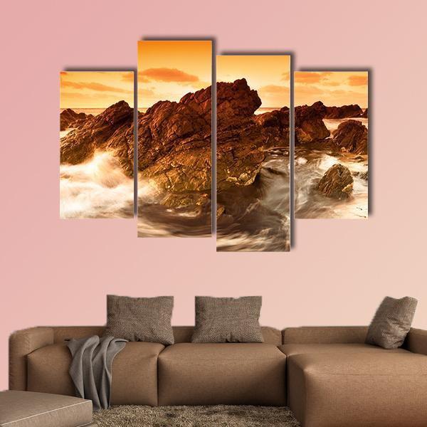 South Australian Beach At Sunset Canvas Wall Art-4 Pop-Gallery Wrap-50" x 32"-Tiaracle