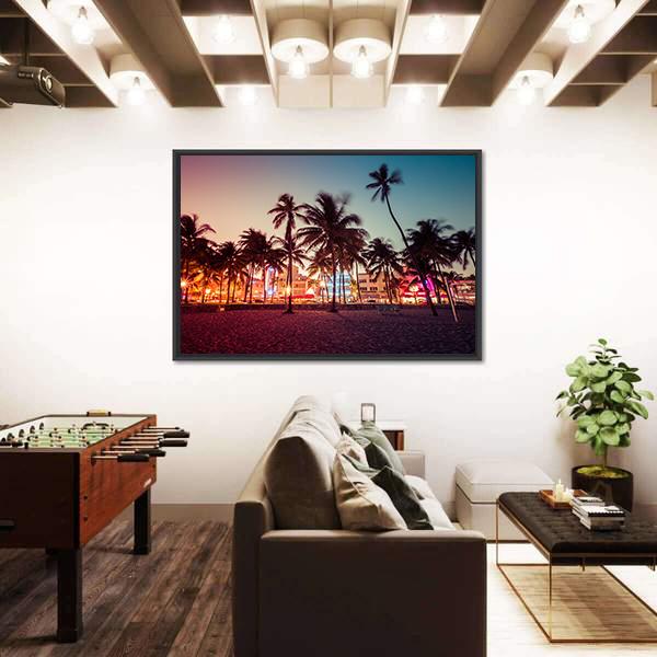 South Beach In Florida Canvas Wall Art-3 Horizontal-Gallery Wrap-25" x 16"-Tiaracle