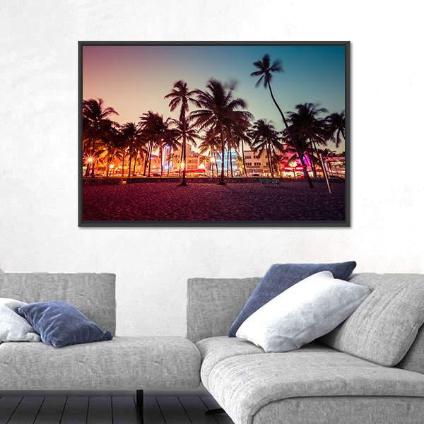 South Beach In Florida Canvas Wall Art-3 Horizontal-Gallery Wrap-25" x 16"-Tiaracle