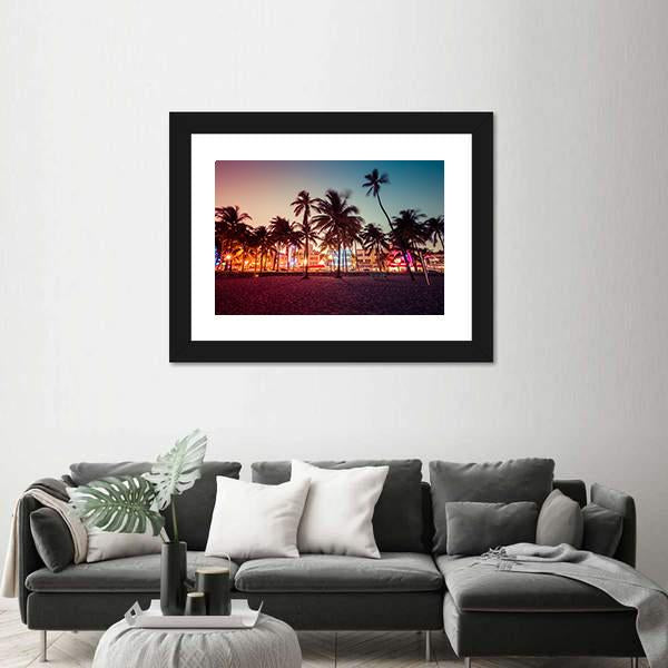 South Beach In Florida Canvas Wall Art-3 Horizontal-Gallery Wrap-25" x 16"-Tiaracle