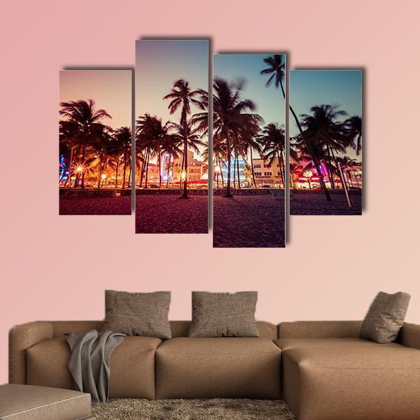South Beach In Florida Canvas Wall Art-4 Pop-Gallery Wrap-50&quot; x 32&quot;-Tiaracle