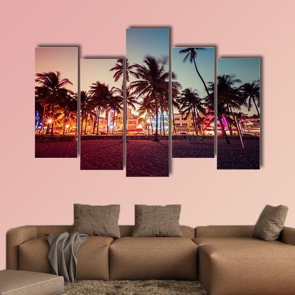 South Beach In Florida Canvas Wall Art-5 Pop-Gallery Wrap-47" x 32"-Tiaracle