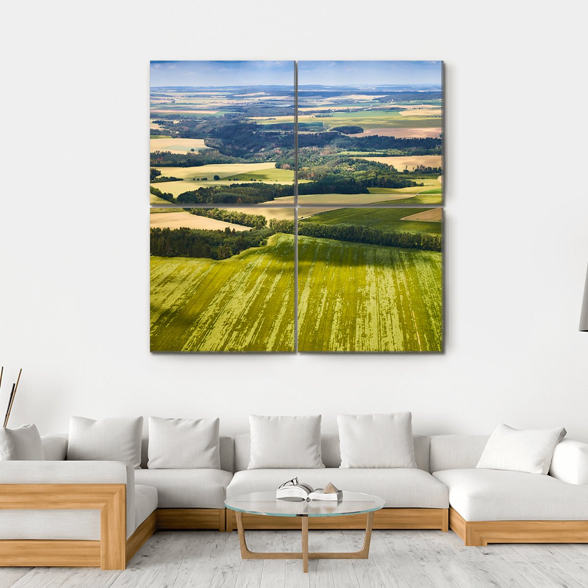 South Bohemian Landscape With Fields And Forests Canvas Wall Art-4 Square-Gallery Wrap-17" x 17"-Tiaracle