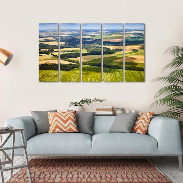 South Bohemian Landscape With Fields And Forests Canvas Wall Art-5 Horizontal-Gallery Wrap-22" x 12"-Tiaracle
