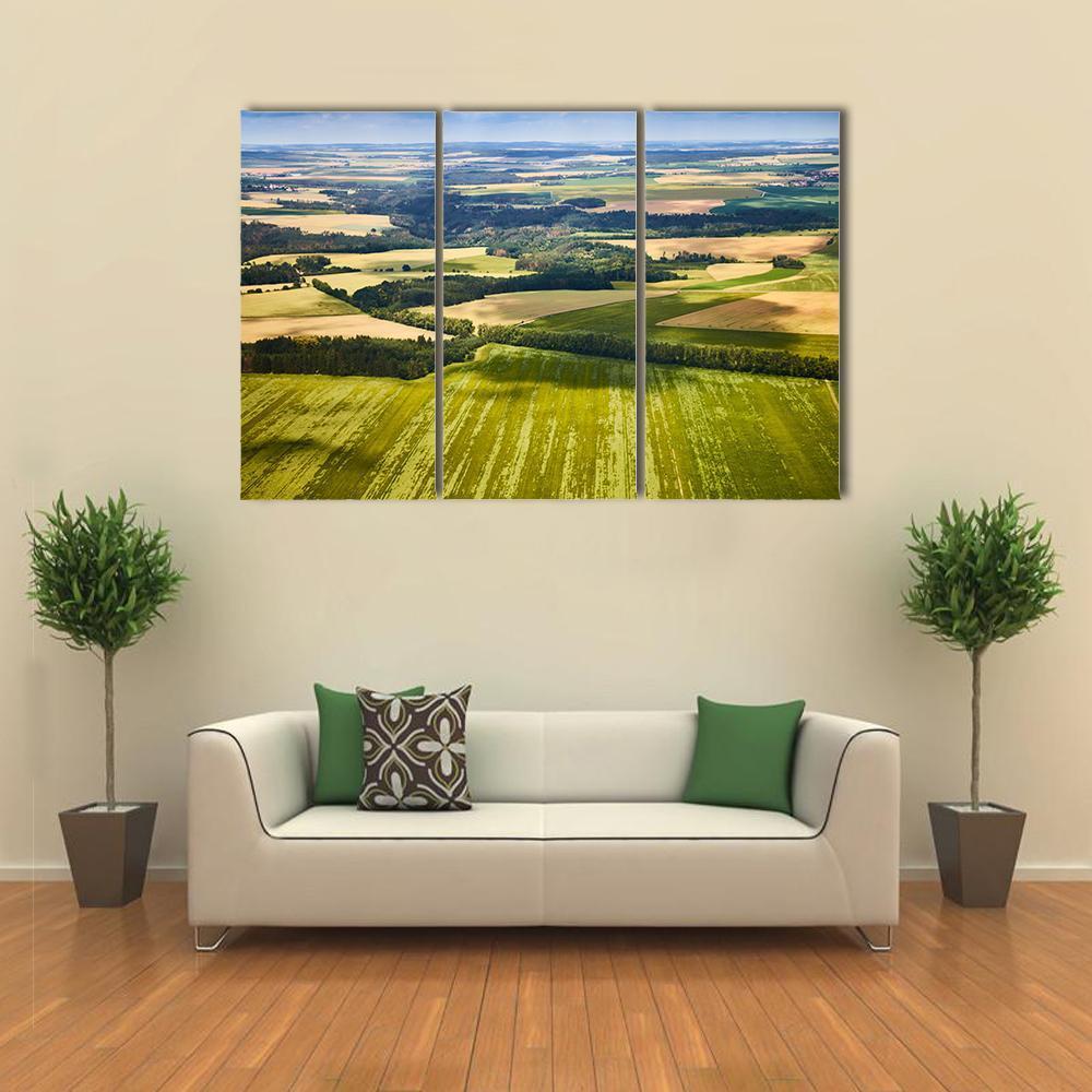 South Bohemian Landscape With Fields And Forests Canvas Wall Art-5 Star-Gallery Wrap-62" x 32"-Tiaracle