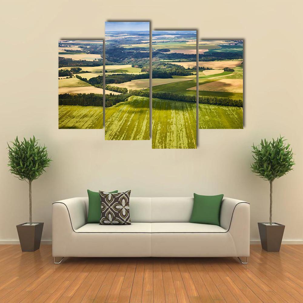 South Bohemian Landscape With Fields And Forests Canvas Wall Art-4 Pop-Gallery Wrap-50" x 32"-Tiaracle
