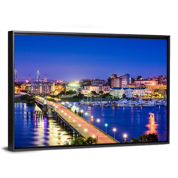 South Carolina Skyline Canvas Wall Art-3 Horizontal-Gallery Wrap-25" x 16"-Tiaracle