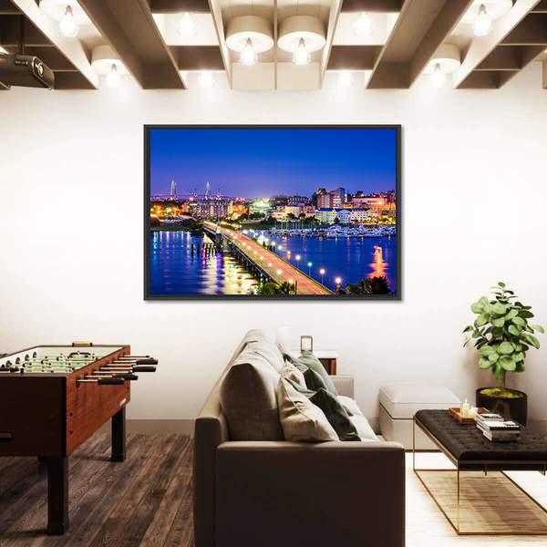 South Carolina Skyline Canvas Wall Art-3 Horizontal-Gallery Wrap-25" x 16"-Tiaracle
